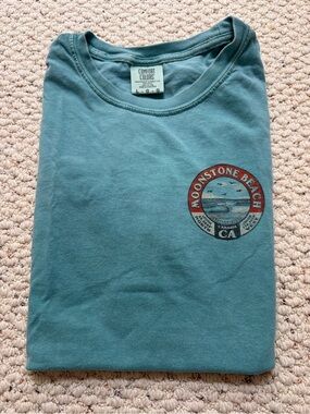 Comfort Colors Moonstone Beach CA Graphic Tee in Teal Blue
